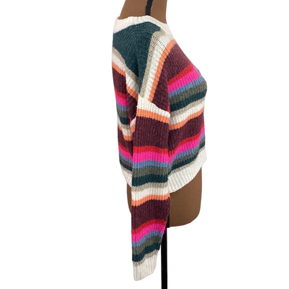 American Eagle plush knit ribbed striped cropped sweater size XS - Picture 4 of 11